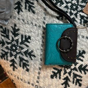 Tony Lama Teal and Brown Embossed Wallet NWT